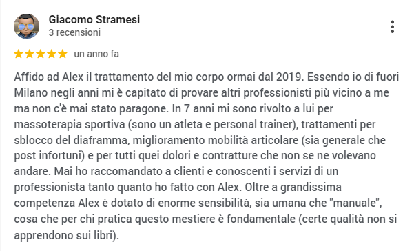 Recensione cliente Alex Sanfilippo