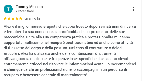 Recensione cliente Alex Sanfilippo
